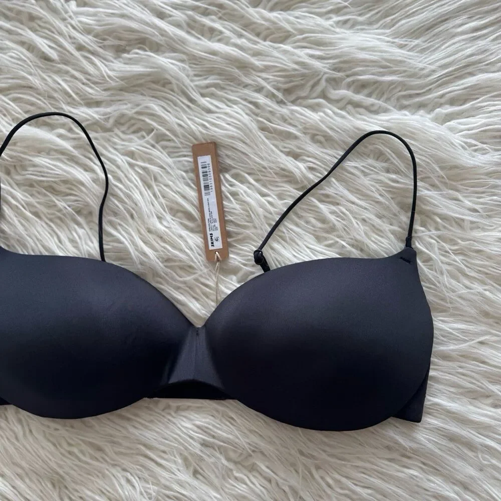 Skims Wireless Form Micro Strap Plunge Bra Onyx Size 34DD - Picture 4 of 7